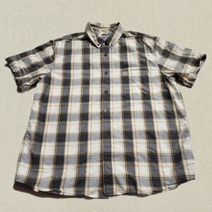 Carhartt Men's Brown Button-Down Short Sleeve Shirt Size XL Relaxed Fit